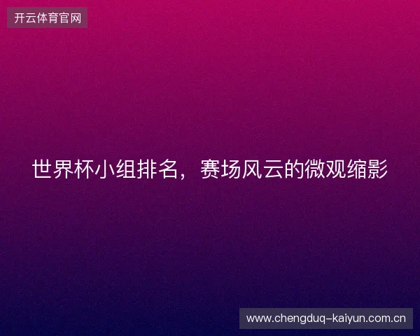 世界杯小组排名，赛场风云的微观缩影